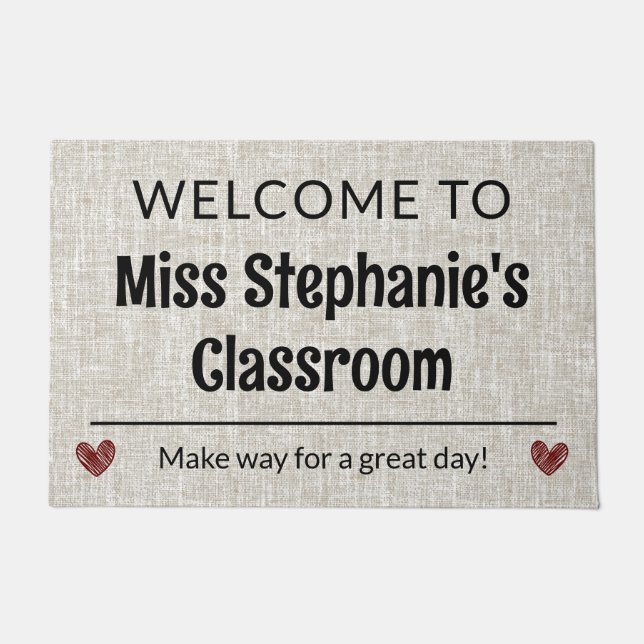 Teacher Gift Customizable Classroom Welcome Doorma Doormat (Front)