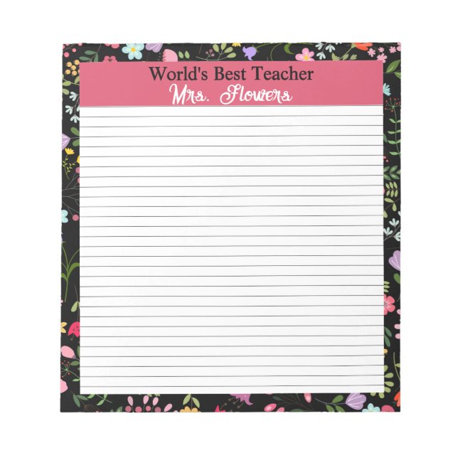 Teacher Gift for the World's Best to Personalize Notepad (Front)