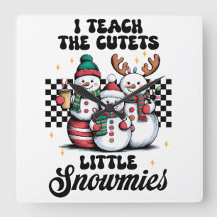 Teacher Gift I Teach The Cutest Little Snowmies Square Wall Clock