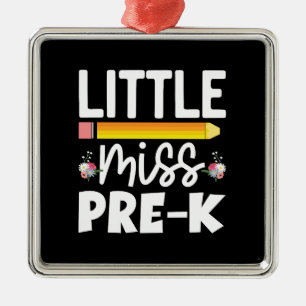 Teacher Gift Little Miss Pre K Metal Ornament