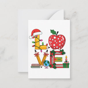 Teacher Gift Love Pencil Apple Books Card