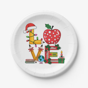 Teacher Gift Love Pencil Apple Books Paper Plate