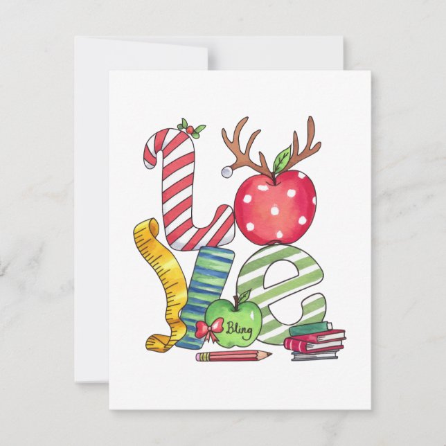 Teacher Gift | Love Pencil Apple Card (Front)