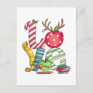 Teacher Gift Love Pencil Apple Invitation Postcard