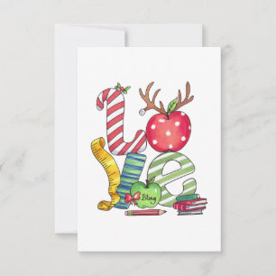 Teacher Gift Love Pencil Apple Thank You Card