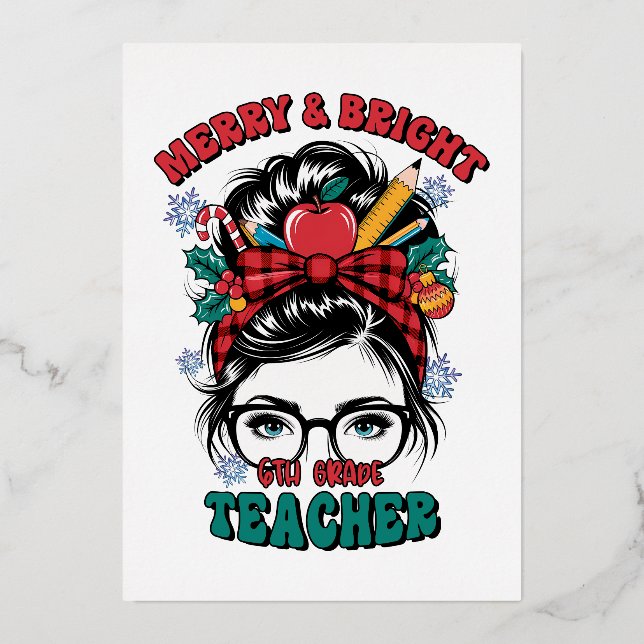Teacher Gift | Merry And Bright Teacher (Front)