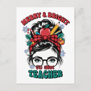 Teacher Gift Merry And Bright Teacher Postcard