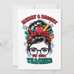 Teacher Gift Merry And Bright Teacher Thank You Card