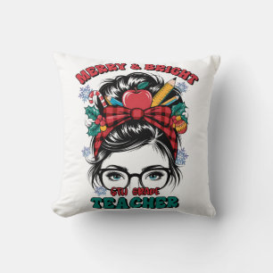 Teacher Gift Merry And Bright Teacher Throw Pillow