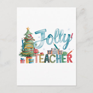 Teacher Gift | Merry Christmas Jolly Teacher Invitation Postcard