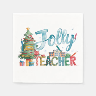 Teacher Gift | Merry Christmas Jolly Teacher Napkin