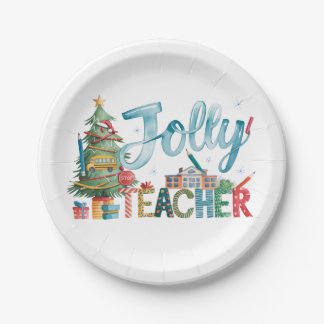 Teacher Gift | Merry Christmas Jolly Teacher Paper Plate