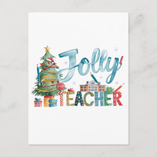 Teacher Gift   Merry Christmas Jolly Teacher Postcard