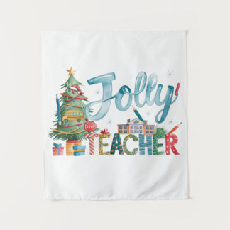 Teacher Gift | Merry Christmas Jolly Teacher Tapestry