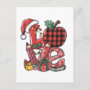 Teacher Gift Merry Christmas Love Invitation Postcard