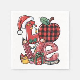 Teacher Gift   Merry Christmas Love Napkin