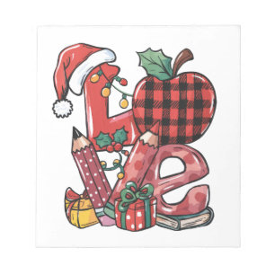Teacher Gift Merry Christmas Love Notepad