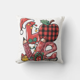 Teacher Gift Merry Christmas Love Throw Pillow
