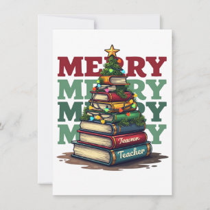 Teacher Gift Merry Christmas Teacher Books Card