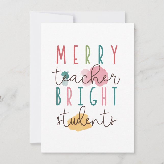 Teacher Gift | Merry Teacher Bright Students Card (Front)
