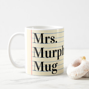 Teacher Gift note book style personalized teacher Coffee Mug