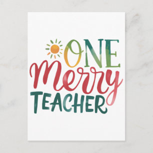 Teacher Gift One Merry Teacher Announcement Postcard