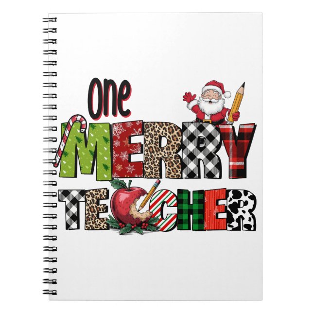 Teacher Gift | One Merry Teacher Notebook (Front)