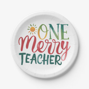 Teacher Gift One Merry Teacher Paper Plate