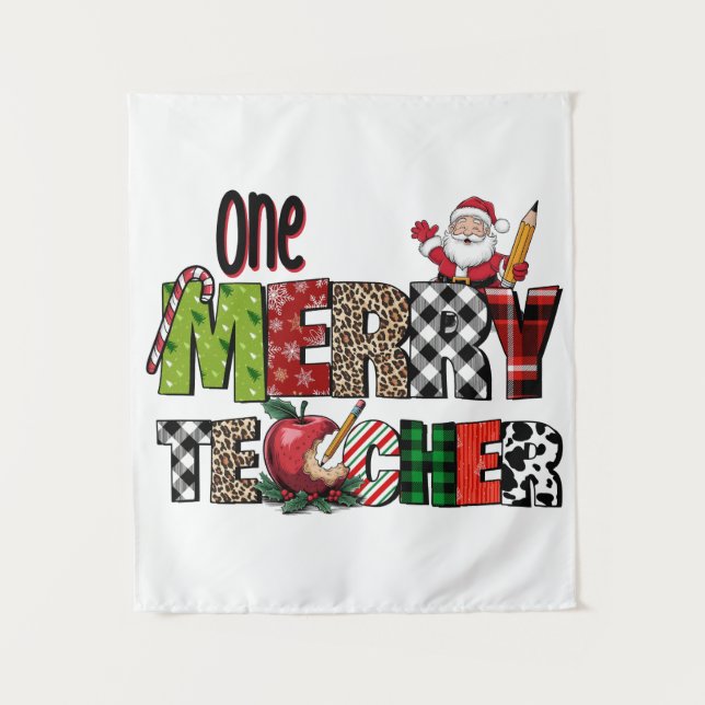 Teacher Gift | One Merry Teacher Tapestry (Front)