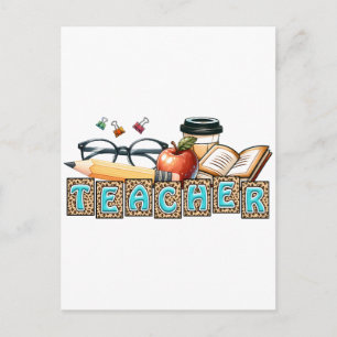 Teacher Gift Pencil Teacher Holiday Postcard