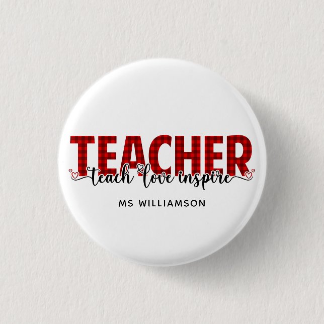 Teacher Gift Personalized Teacher  1 Inch Round Button (Front)