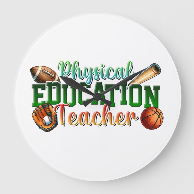 Teacher Gift | Physical Education Teacher Large Clock (Front)