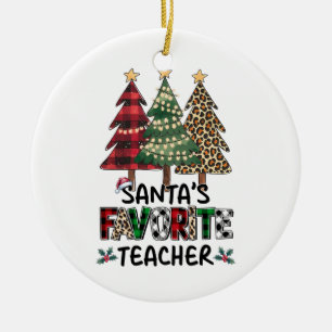Teacher Gift Santa's Favourite Teacher Ceramic Ornament