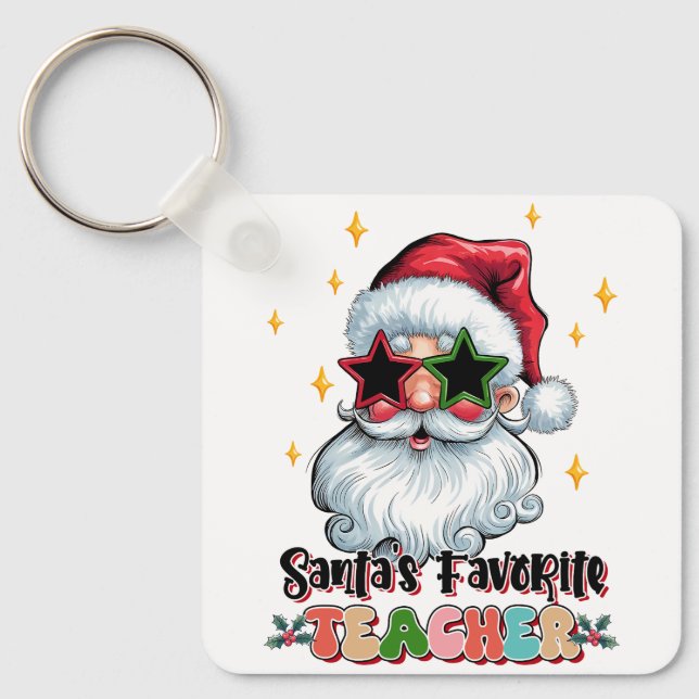 Teacher Gift | Santas Favourite Teacher Keychain (Front)