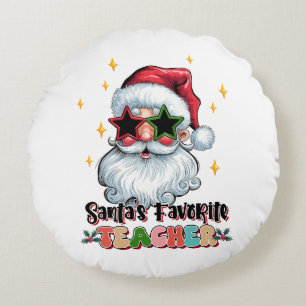 Teacher Gift Santas Favourite Teacher Round Pillow
