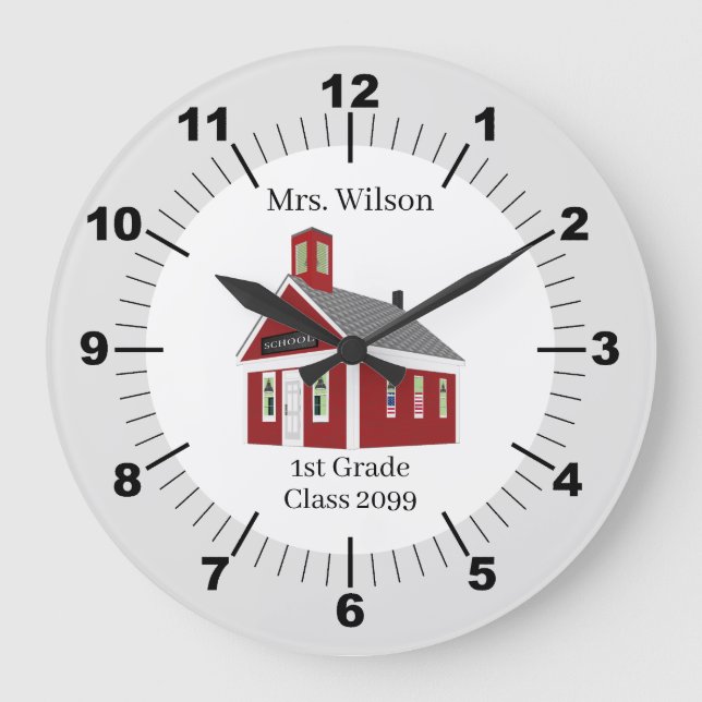 Teacher Gift Schoolhouse Wall Clock (Front)