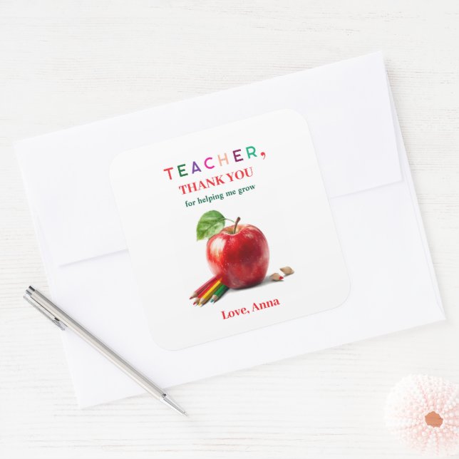 Teacher Gift - Sticker with Thank You Message (Envelope)