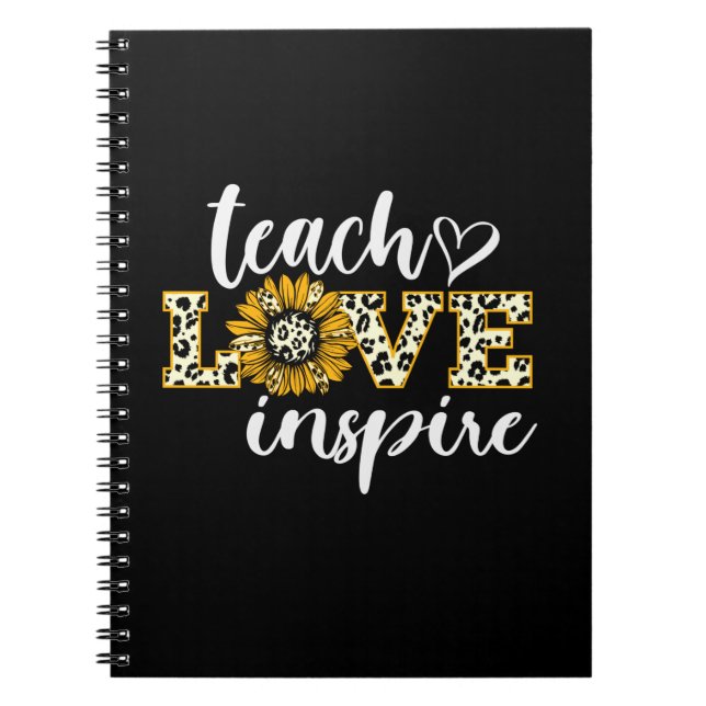 Teacher Gift Teach Love Inspire Leopard Notebook (Front)