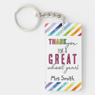Teacher gift thank you for a great school year keychain