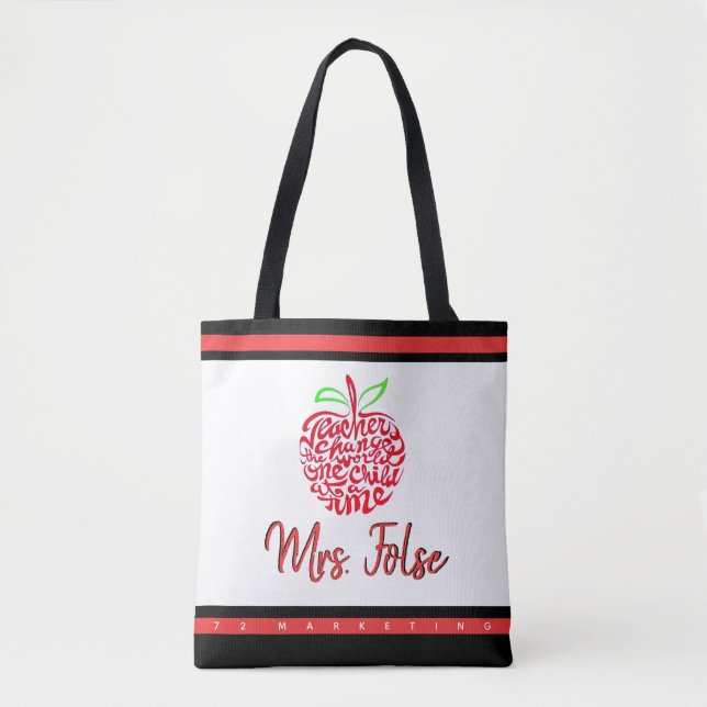 Teacher Gift Tote Apple Student Custom School (Front)