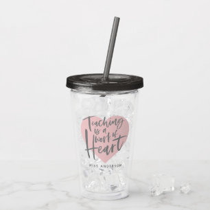 Teacher gift watercolor heart coffee mug acrylic t acrylic tumbler