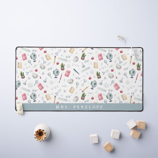 Teacher Gift | Watercolor Pattern Personalized Desk Mat (Kids Table)