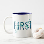 Teacher Gifts Modern Script First Grade Two-Tone Coffee Mug<br><div class="desc">Easily edit the grade level AND the font colours to create a unique gift for that special teacher! Simply click the Personalize Button to edit the grade. Or click the "Edit Using Design Tool" to edit the colours. This design features a modern script and minimal sans serif font that overlap...</div>