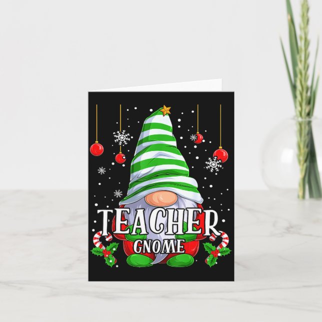 Teacher Gnome Christmas Pajamas Matching Family Gr Card (Front)