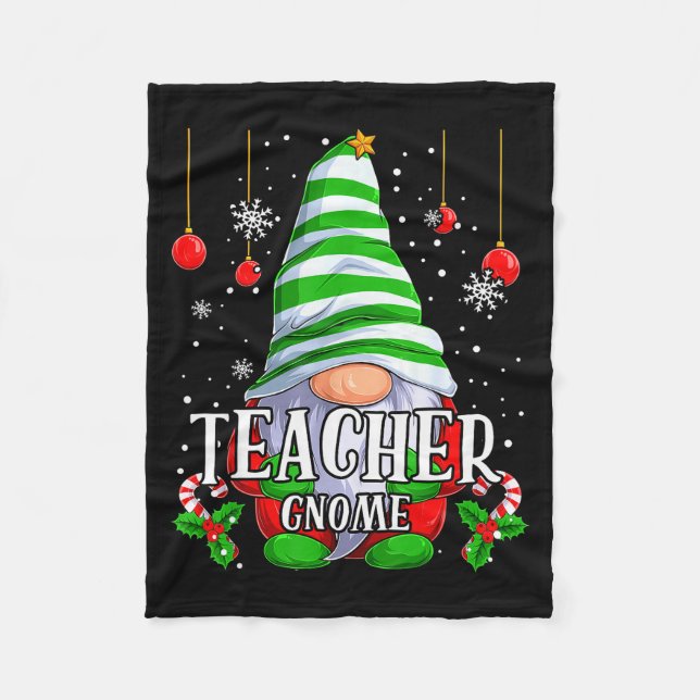 Teacher Gnome Christmas Pajamas Matching Family Gr Fleece Blanket (Front)