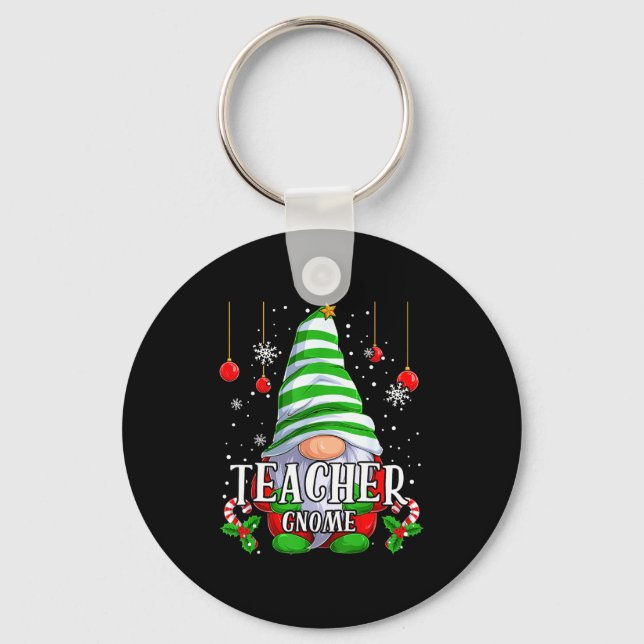 Teacher Gnome Christmas Pajamas Matching Family Gr Keychain (Front)