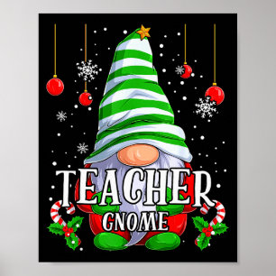 Teacher Gnome Christmas Pajamas Matching Family Gr Poster