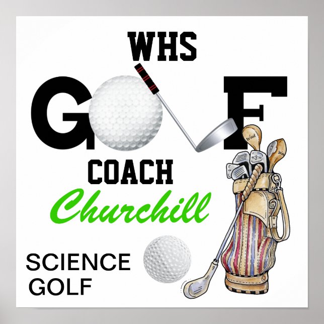 Teacher Golf Coach Sign - Door Poster - SR (Front)