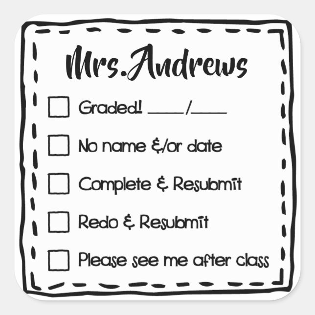 Teacher Grading Papers Student Art Teacher Art Gra Square Sticker (Front)
