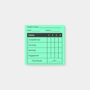 Teacher Grading Rubric Classwork Green Post It   Post-it Notes
